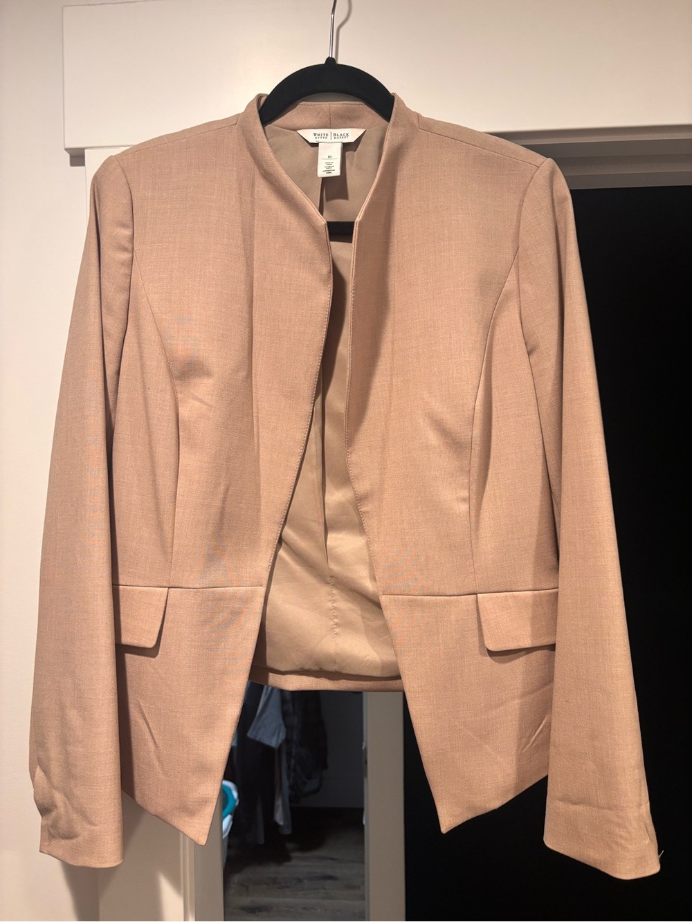 White House Black Market tan Collarless Blazer